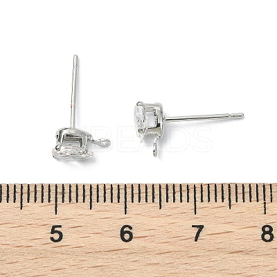 SHEGRACE Brass Clear Cubic Zirconia Teardrop Stud Earring Findings XGR0104P-116P-1