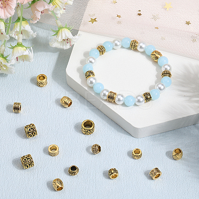 60Pcs 6 Styles Tibetan Style Alloy European Beads TIBEB-SP0001-06-1