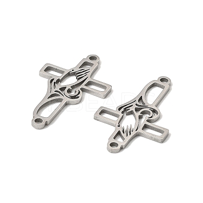 201 Stainless Steel Religion Hollow Praying Hand Cross Links Connector Charms STAS-K310-03P-1