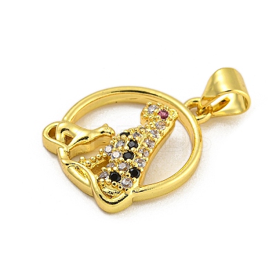 Rack Plating Brass Micro Pave Cubic Zirconia Pendants KK-C074-24G-01-1