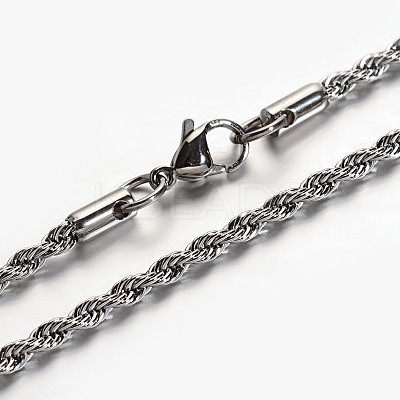 Non-Tarnish 304 Stainless Steel Rope Chains Necklace STAS-L142-04-1