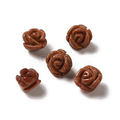 Synthetic Goldstone Carved Flower Scattered Beads G-O156-B-31-1