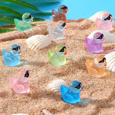 120Pcs 12 Colors Mini Luminous Resin Sunglasses Duck Display Decorations RESI-SZ0003-33-1