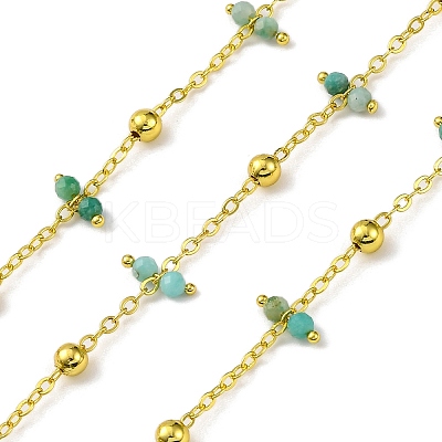 Handmade Faceted Natural Amazonite Beaded Chains CHC-L050-02G-08-1