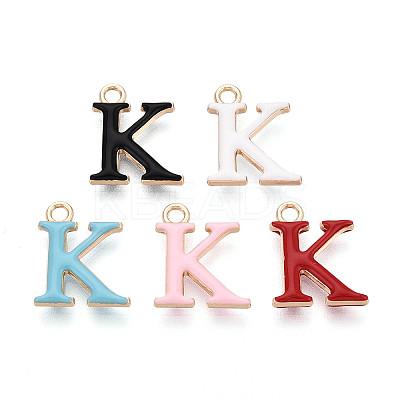 Rack Plating Alloy Enamel Pendants ENAM-T024-53K-G-1