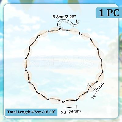 Natural Cowrie Shell Beaded Necklace for Women NJEW-UN0001-40-1