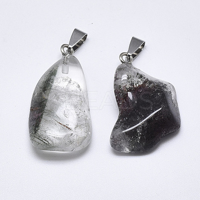 Natural Green Lodolite Quartz/Garden Quartz Pendants X-G-T122-32A-1