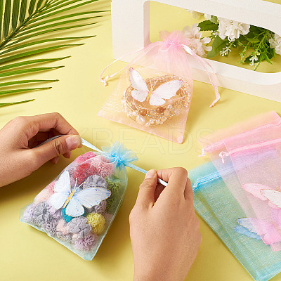 20Pcs 2 Colors Organza Drawstring Bags OP-TA0001-11-1