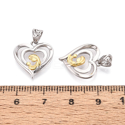 Mother's Day 925 Sterling Silver Heart with Mom and Bagy Pendants STER-N016-104PG-1