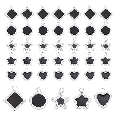 40Pcs 5 Style 304 Stainless Steel Enamel Pendants STAS-DC0003-88-1