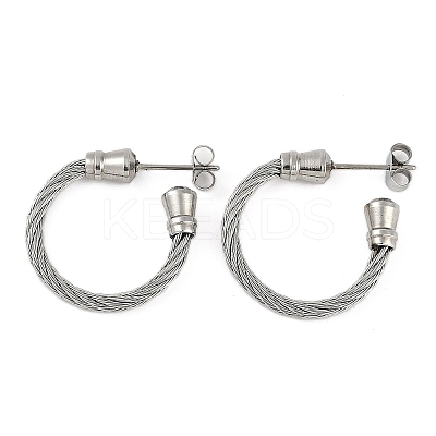 304 Stainless Steel Twist Stud Earrings for Women EJEW-M023-06C-1