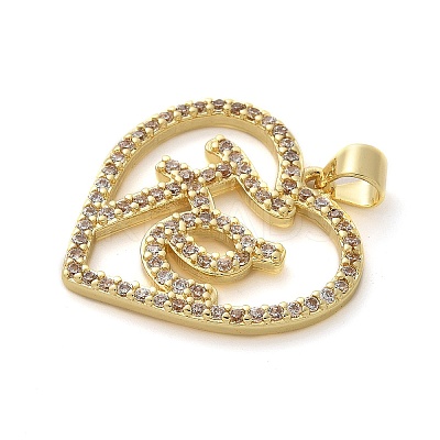 Brass Micro Pave Clear Cubic Zirconia Pendants KK-M319-22G-01-1