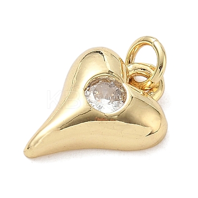 Brass Cubic Zirconia Heart Charms KK-K368-47G-1