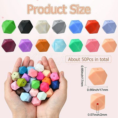 Hexagon Food Grade Silicone Focal Beads SIL-CJC0005-07-1
