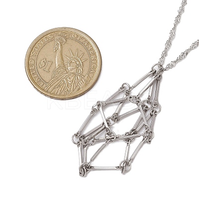 3Pcs 3 Sizes 304 Stainless Steel Singapore Chain Macrame Pouch Pendant Necklace Making SA-CJ982C-P-1