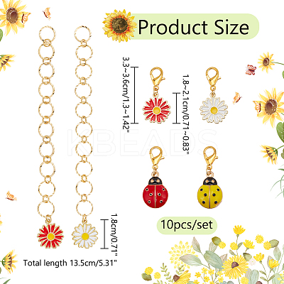 Locking Stitch Markers and Beaded Link Knitting Row Counter Chains HJEW-AB00546-1