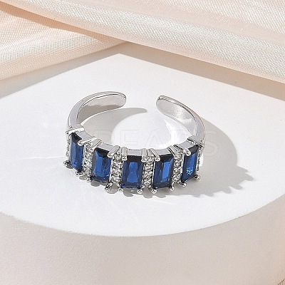 Brass Micro Pave Cubic Zirconia Cuff Open Rings for Women RJEW-L343-16P-1