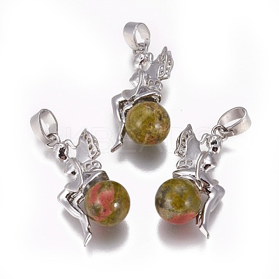 Natural Unakite Pendants G-L512-E03-1