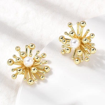 Brass Flower Stud Earrings EJEW-H171-05G-1