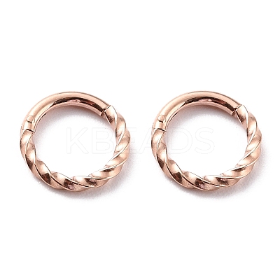 Ion Plating(IP) Twisted Ring Hoop Earrings for Girl Women STAS-K233-02A-RG-1