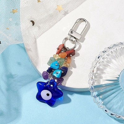 Blue Evil Eye Lampwork Pendant Decooration HJEW-JM01969-02-1