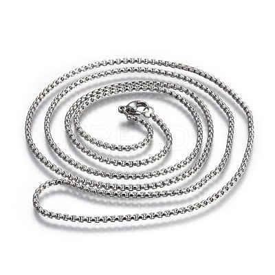 Non-Tarnish 304 Stainless Steel Box Chain Necklaces NJEW-O110-05D-P-1