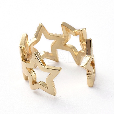 Adjustable Brass Cuff Finger Rings RJEW-G096-06G-1