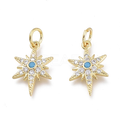 Brass Micro Pave Clear Cubic Zirconia Charms X-ZIRC-Q024-02G-1
