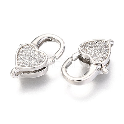Brass Micro Pave Cubic Zirconia Lobster Claw Clasps ZIRC-O038-26P-1