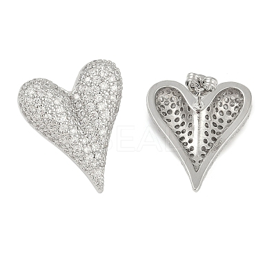 Heart Clear Cubic Zirconia Stud Earrings EJEW-S235-02P-1