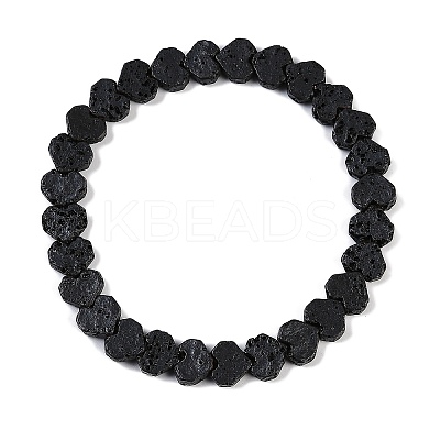 Natural Lava Rock Beaded Stretch Bracelets for Men Women BJEW-G727-01C-1