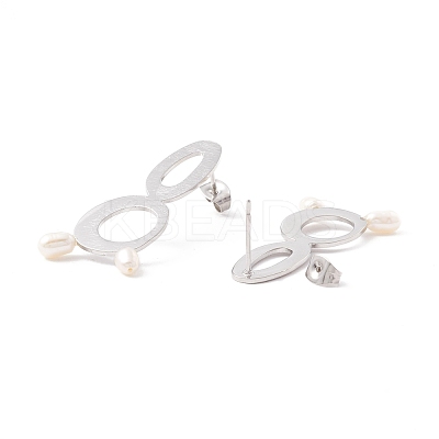 Infinity with Natural Pearl Dangle Stud Earrings for Women STAS-P302-08P-1
