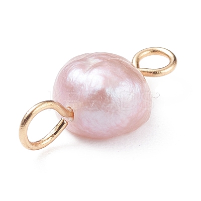Natural Cultured Freshwater Pearl Connector Charms PALLOY-JF01394-01-1