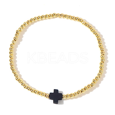 Brass Round Beads Stretch Bracelets VH4184-13-1