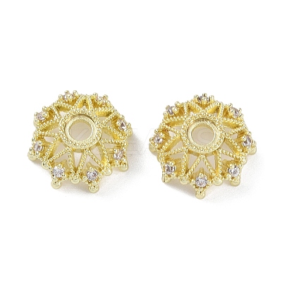Brass Micro Pave Cubic Zirconia Beads Caps LS-KK-B087-16B-G-1