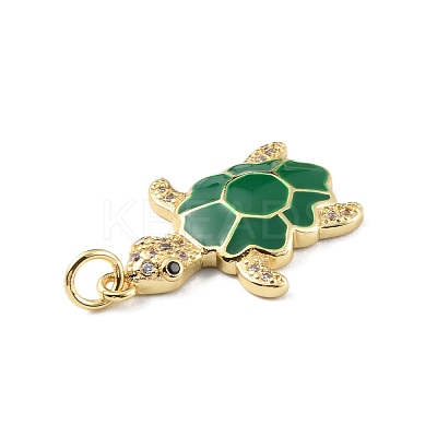 Rack Plating Brass Micro Pave Cubic Zirconia Pendants KK-C021-01G-06-1