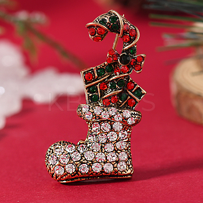 Christmas Theme Zinc Alloy Rhinestone Brooches for Backpack Clothes LS-LK8386-13-1