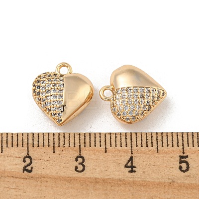 Brass Micro Pave Clear Cubic Zirconia Charms KK-Z057-05G-1