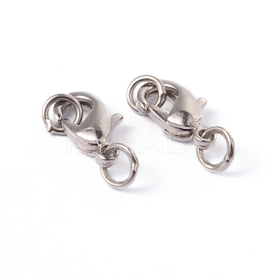 Brass Lobster Claw Clasps with Jump Rings EC901-NFLFP-1