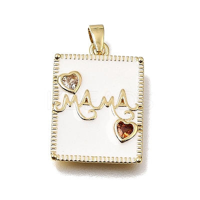 Mother's Day Brass Micro Pave Orange Red Cubic Zirconia Pendants KK-CBAA632-06G-1