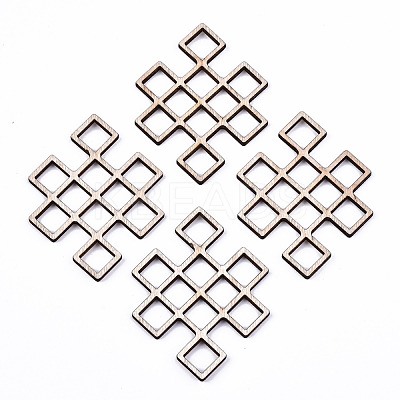 Unfinished Natural Poplar Wood Filigree Joiners Links WOOD-S045-126-1