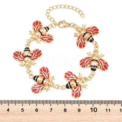 304 Stainless Steel Enamel Link Chain Bracelets for Women BJEW-H641-04G-1