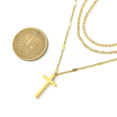Cross 304 Stainless Steel Pendant Necklaces for Women NJEW-G157-07G-1
