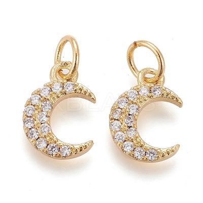 Brass Micro Pave Clear Cubic Zirconia Charms ZIRC-Z005-01A-1