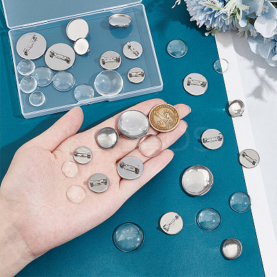 DIY Blank Dome 304 Stainless Steel Brooch Making Kit DIY-UN0056-16-1