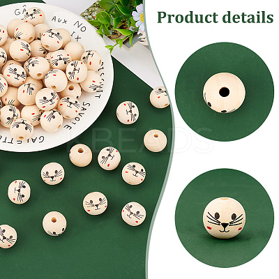 Printed Wood European Beads WOOD-PH0002-55-1