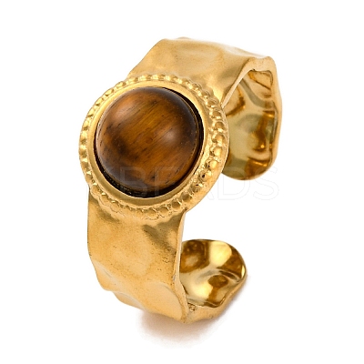 Round Natural Mixed Stone Finger Rings RJEW-Q822-03G-1
