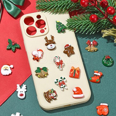 40Pcs 20 Styles Christmas Opaque Resin Decoden Cabochons RESI-YW0001-83-1