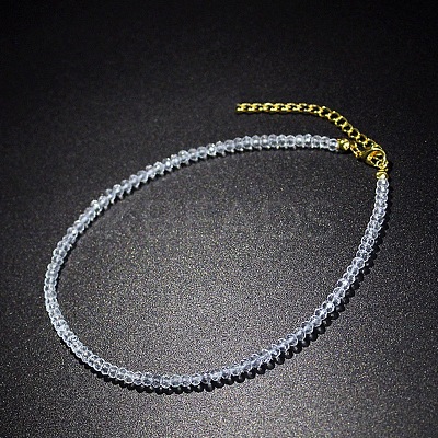 Glass Faceted Rondelle Beaded Choker Necklaces with Zinc Alloy End Chains BU2410-3-1