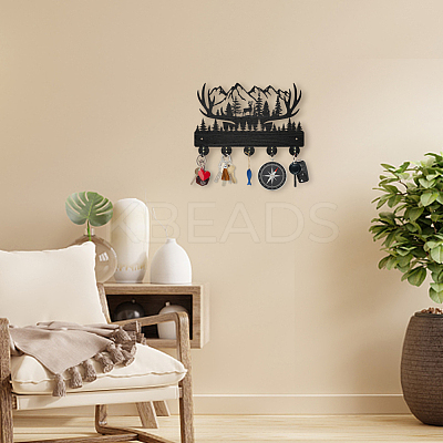 Wood & Iron Wall Mounted Hangers HJEW-WH0055-029-1